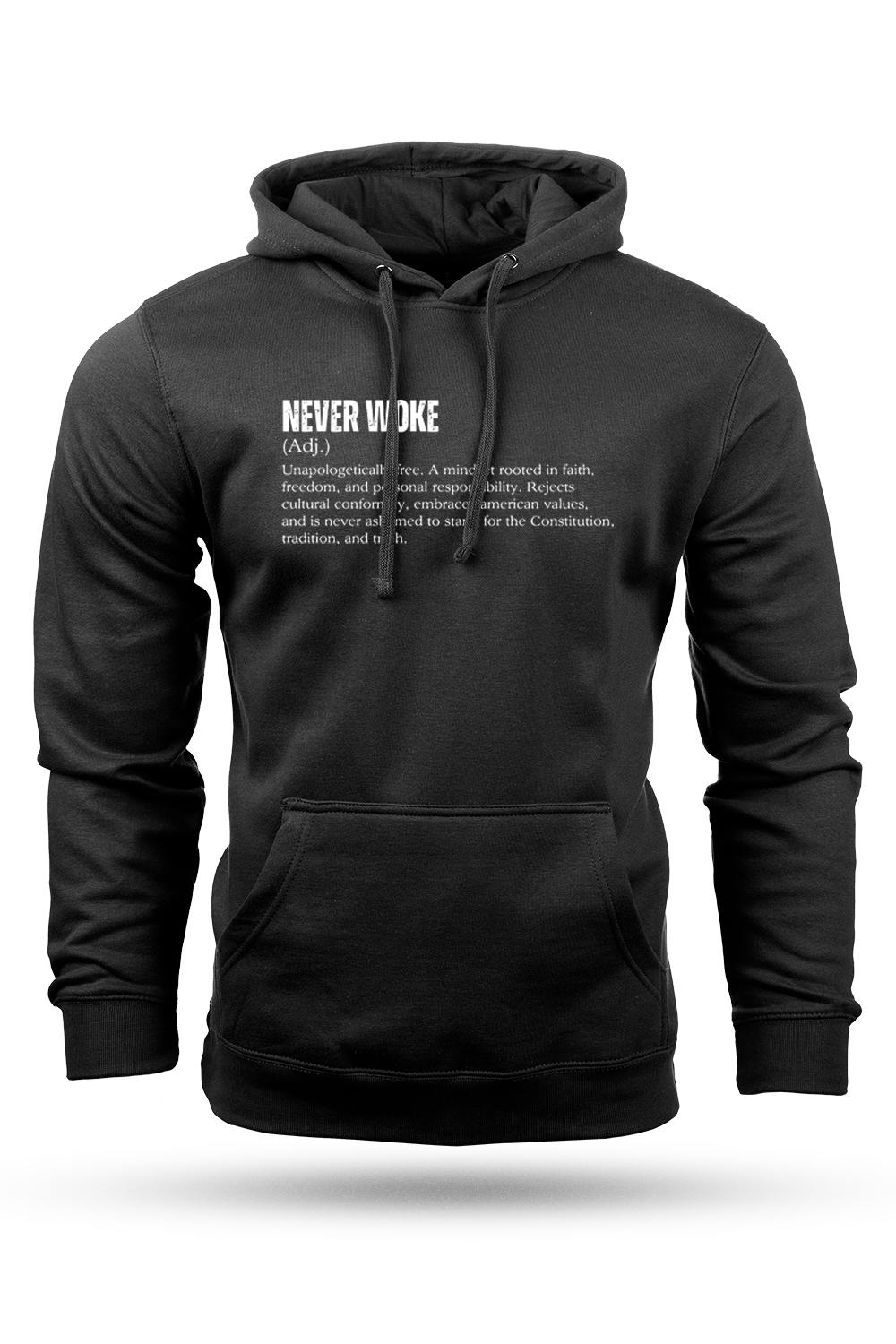Black hoodie with 'Definition' text on a white background