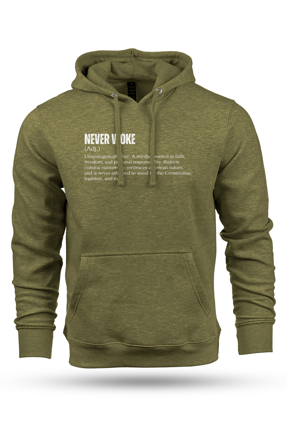 Green hoodie with 'Definition' text on a white background