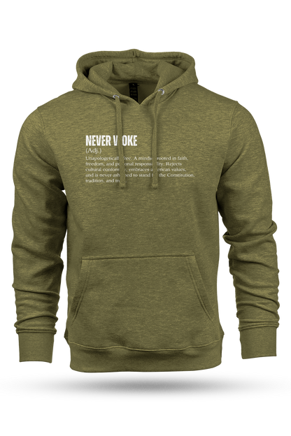 Green hoodie with 'Definition' text on a white background
