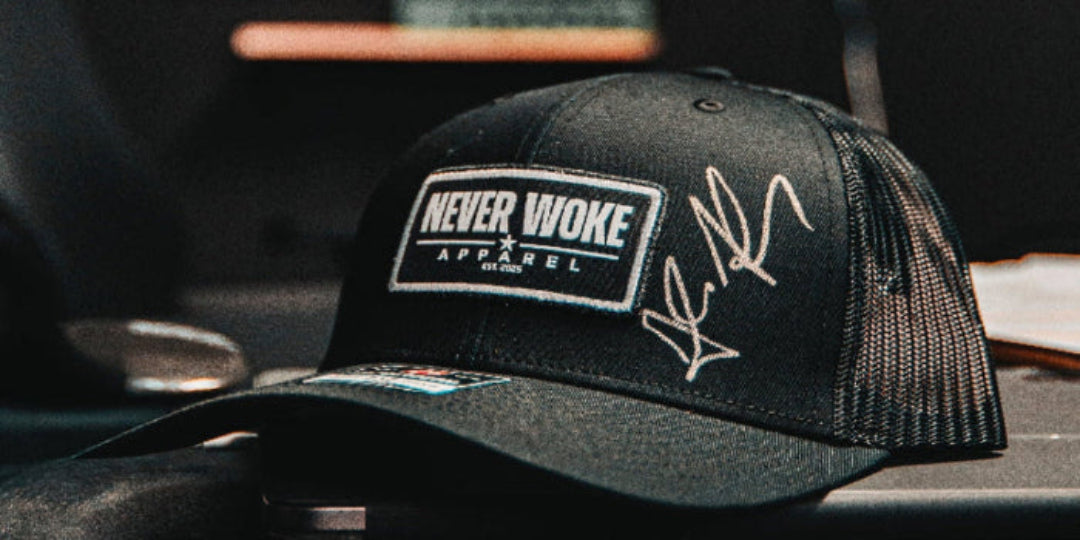 Black cap with 'Never Woke' logo and Graham Allen Signature